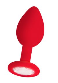 Ouch! Silikon-Analplug mit Diamant-Ornament in leuchtendem Rot