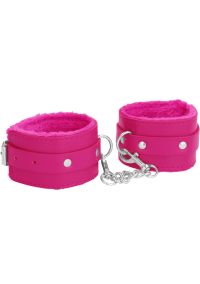 Ouch! Plüsch Leder-Handschellen Weiches Rosa