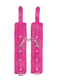 Ouch! Plüsch Leder-Handschellen Weiches Rosa, Bild 3