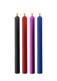 Grandes bougies de cire taquinage Ouch! quatre pièces multicolore