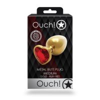 Plug Ouch! Acabado Dourado com Joia Gema Coração Rubi, imagem 3