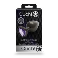 Plug Ouch! Gunmetal com Coração Ametista Roxo, imagem 3
