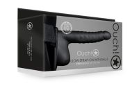 Ouch! Ribbed Hollow Strap-On with Balls, Curved Pleasure Toy, picture 2