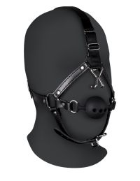 Ouch! Leather Head Harness mit Ball Gag