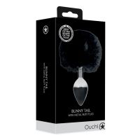 Ouch! Cauda de Coelho Plug Anal em Aço Preto Clássico, imagem 2