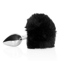 Ouch! Cauda de Coelho Plug Anal em Aço Preto Clássico, imagem 4