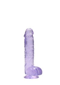 Dildo Compacto Roxo RealRock com Testículos