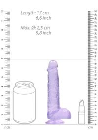 Dildo Compacto Roxo RealRock com Testículos, imagem 5
