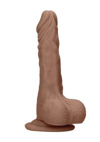 RealRock Dong z Jądrami Brązowy Teksturowany 17cm