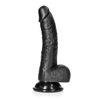 RealRock Czarne Zakrzywiony Dildo Jądra 18cm, zdjęcie 3