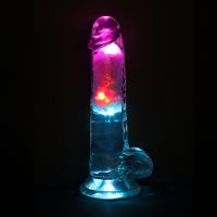 RealRock Dildo Transparente LED 18cm com Testículos na Base, imagem 6