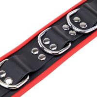 Naszyjnik skóra Red Leather z trzema akcentami D-ring, zdjęcie 6