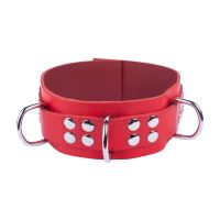 Red Leather Szerokie pasek naszyjnik, Czerwony