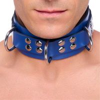 Red Leather Ultra Band Necklace, Blue, picture 4