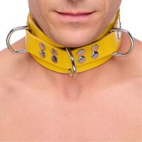 Red Leather Śmiały pasek naszyjnik, Żółty, zdjęcie 4