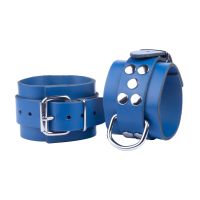 Red Leather Ultra Handschellen in Streiken Blau