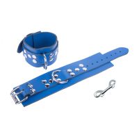 Red Leather Ultra Handschellen in Streiken Blau, Bild 5