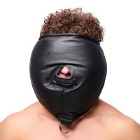 Red Leather Padded Sensory Isolation Hood, Full Coverage