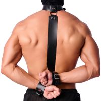 Red Leather bondage halsbånd med håndfølger