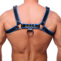 Red Leather Premium Harness L/XL Czarny z niebieskim trim, zdjęcie 2