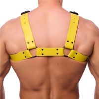 Red Leather Bulldog Harness S/M Giallo Brillante, immagine 2