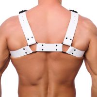 Red Leather Bulldog Harness S/M ren vit, bild 2