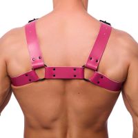 Red Leather Bulldog Harness S/M Rosa Giocoso, immagine 2
