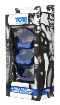 XR Brands Conjunto Três Peças Cockring Silicone Azul, imagem 2