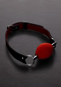 Steel by Shots Bâillon boule ovale avec fermeture à pression, Rouge
