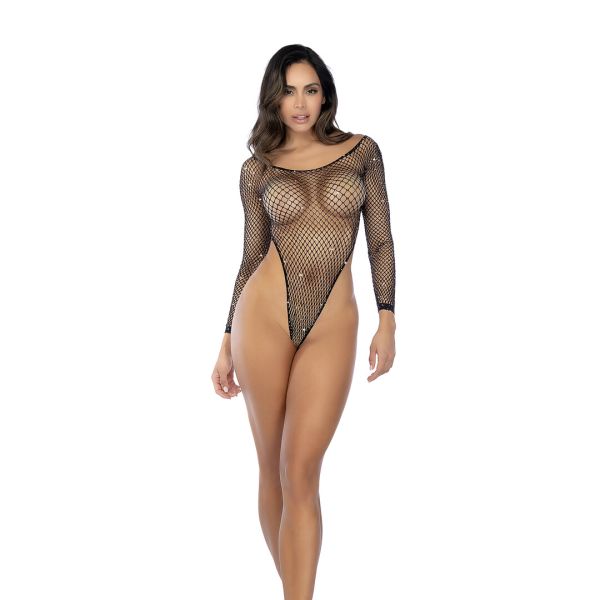 Body Fishnet Mapalé Maniche Lunghe con Strass