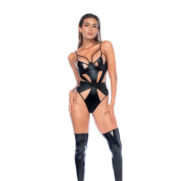 Mapalé Wetlook Bodysuit mit Unterbrust und Cut-Outs