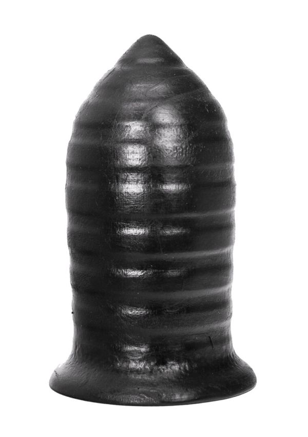 All Black Ribbed Anal Dildo Texturerad 16cm