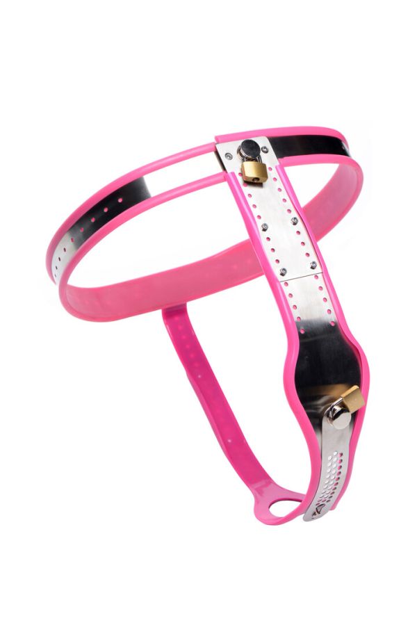 XR Female Chastity Belt in Stainless Steel, Pink
