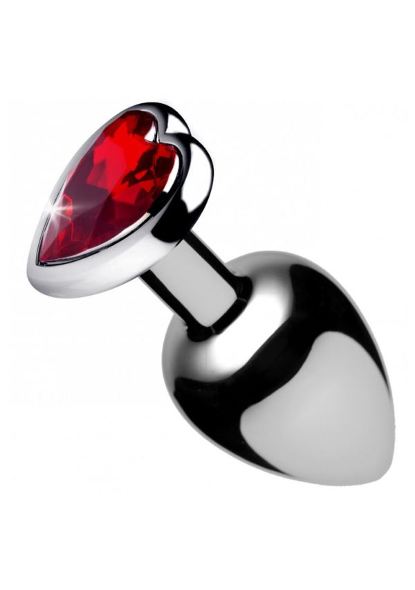 Plug de metal médio com joia coração vermelho XR Brands