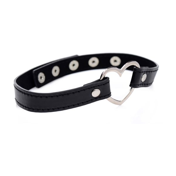XR Brands Choker noir coeur cuir vegan