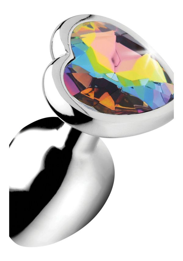 XR Brands Rainbow Prism Heart Jeweled Buttplug Small