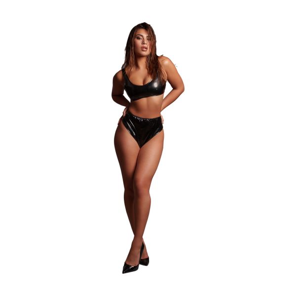 Le Désir Vixen Crop-sæt i Wetlook PVC