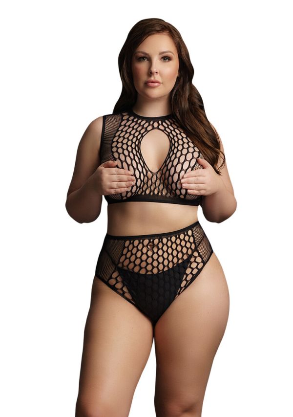 Le Désir Duo Net Nyckelöppning Crop och High-Waist Set