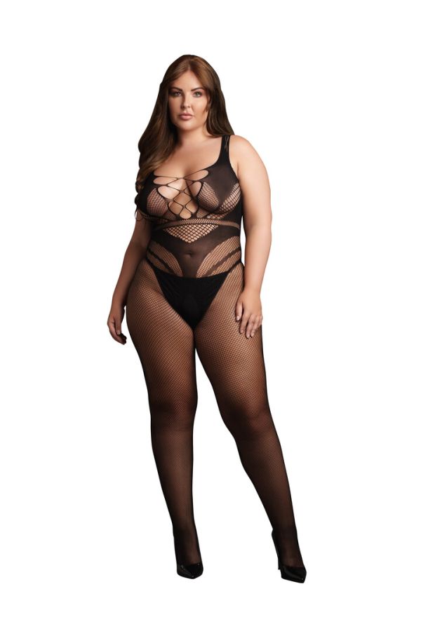 Le Désir fiskbensbodystocking med accentuerade linjer