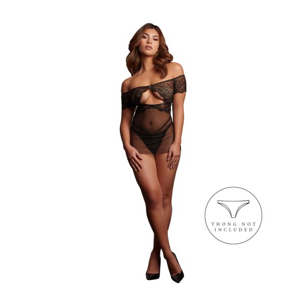 Le Désir Olympia off-shoulder babydoll med blonder