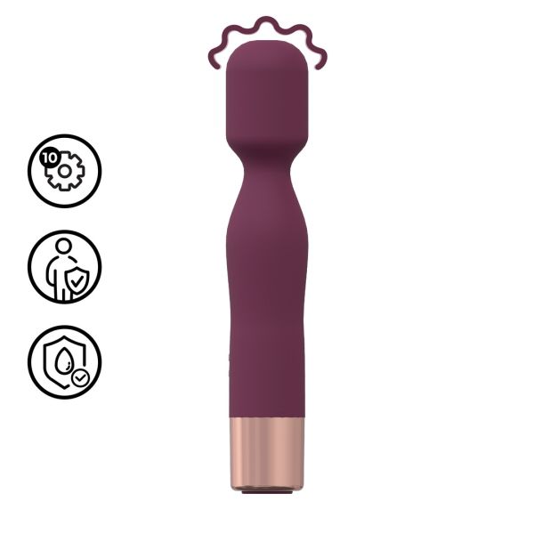 Loveline Compact Wand Massager in Burgundy with Rechargeable Motor