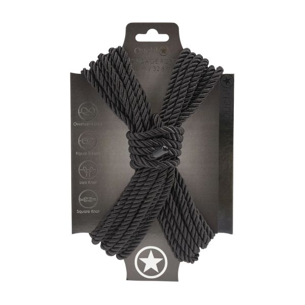 Ouch! Black Polyester Rope, 10 Metres Japanese Bondage
