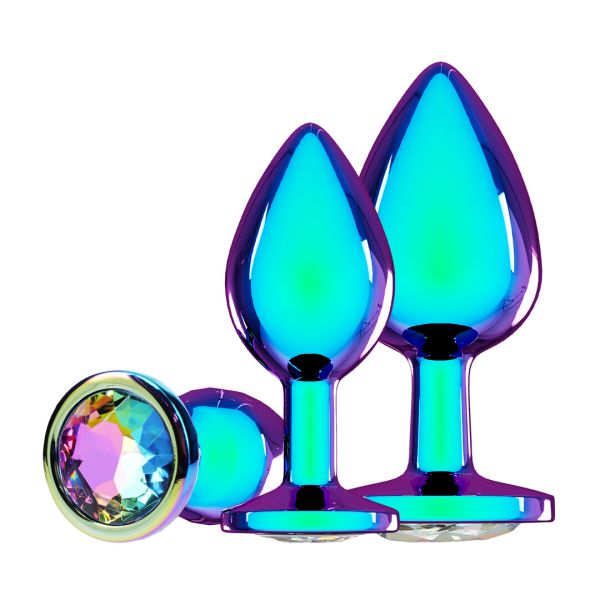 Ouch! Venice Collection metal buttplug sæt iriserende 3-dele