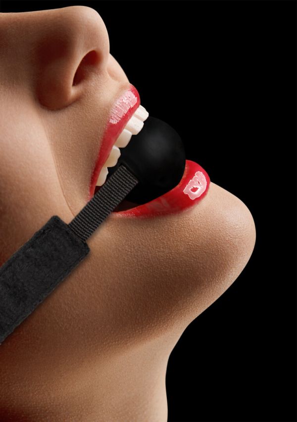 Ouch! sort silikone mundkneble med velcro lukning