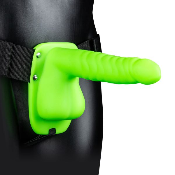 Ouch! Glow ontto puurotainen strap-on kivillä neon