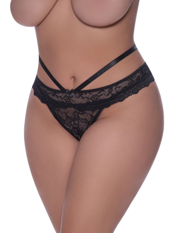 Magic Silk Pantalone Cheeky Peek-a-Boo con Design Cinghia Croce