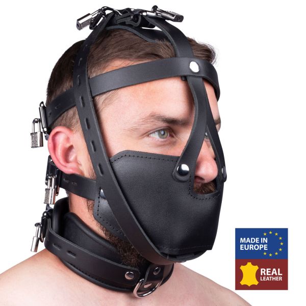 Red Leather Cappuccio Testa Completo, Maschera Blocchettibile Regolabile