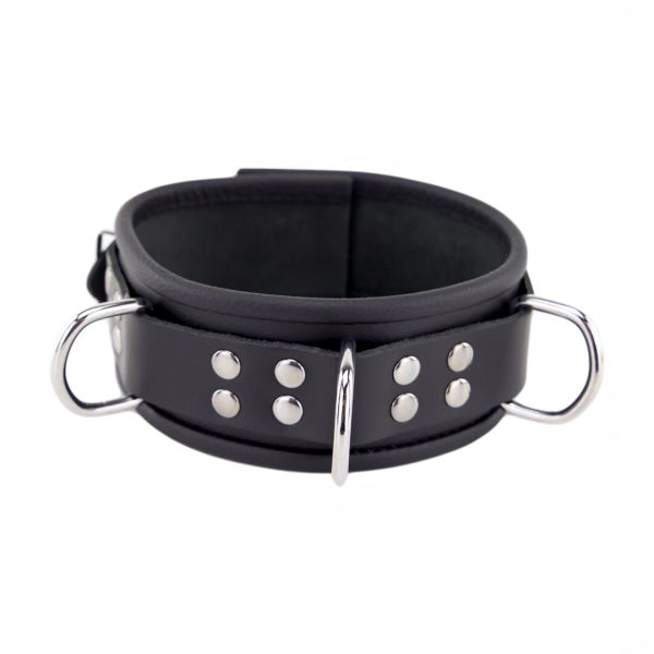 Red Leather Drei-Ring Halsband Halskette