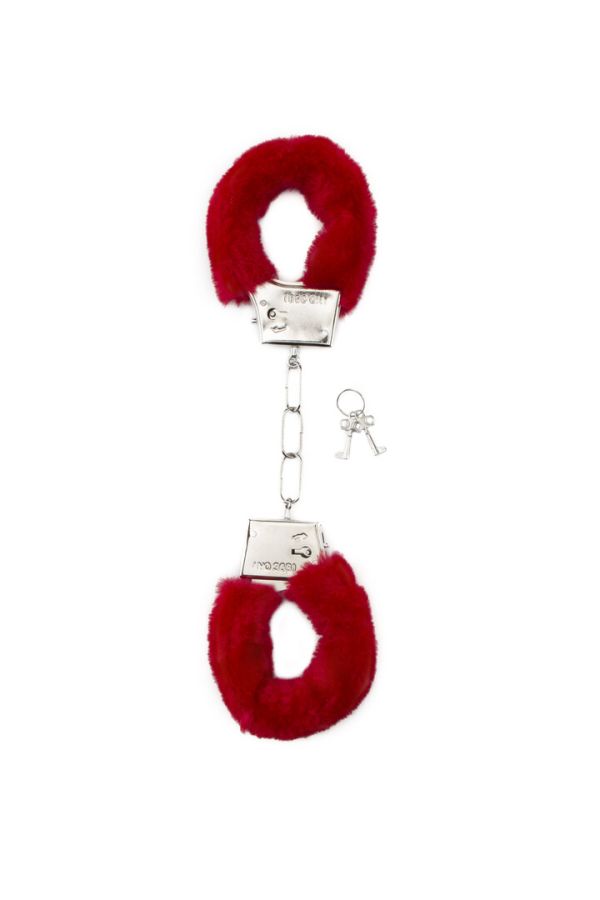 Menottes fourrure Shots Toys rouge dégagement rapide