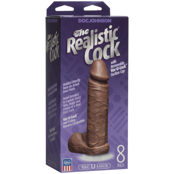 Realistic Cock with Balls - Removable Vac-U-Lock Suction Cup 20 cm - Caramel - Image 2